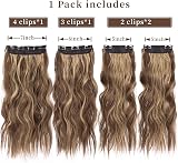 AliLeader 20 Inch Clip In Hair Extensions Brown with Honey Highlights 4Pcs view 2