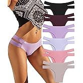 Knowyou Seamless Underwear for Women Sexy Bikini Panties No Show High Cut Hipster Cute Cheeky Panty for Ladies 6 Pack