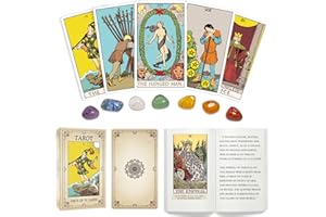 Hihealer Tarot Cards with Guide Book and 7 Chakra Stones, Tarot Deck Cards for Beginners Expert Readers, Witchcraft, Spiritual Gifts for Women