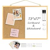Marribol Small Dry Erase Cork Board Combo,13"X17", Gold Aluminum Framed Whiteboard Bulletin Board Combo for Office,Home,School