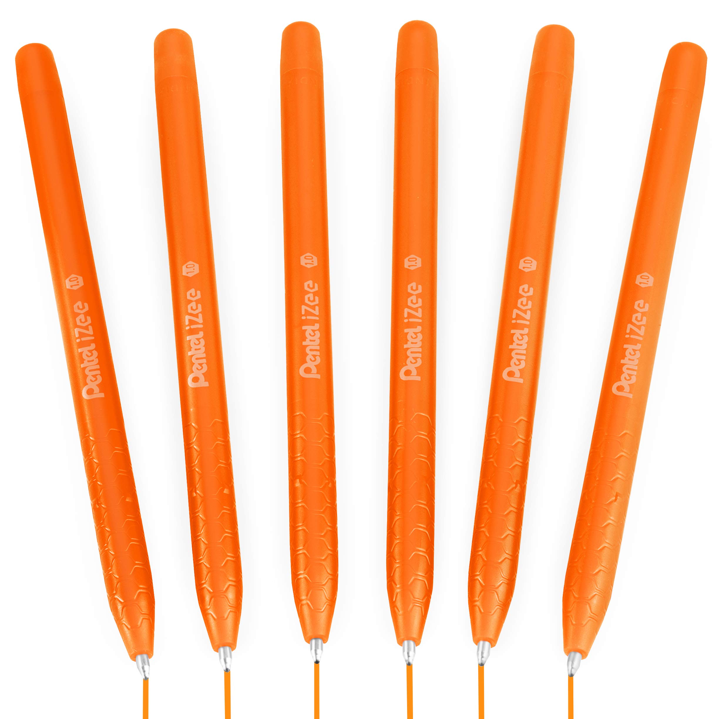 Pentel iZee BX460 Stick Ballpoint Pen - 1.0mm Nib - Orange Ink - Pack of 6