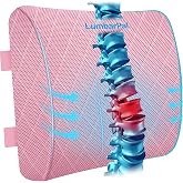 Lumbar Support Pillow for Office Chair, Back Support, Memory Foam, Pink | Improve Sitting Posture &amp; Back Pain Relief. Lumbar Pillow Fits Office, Gaming &amp; Car Chairs with Adjustable Dual Straps