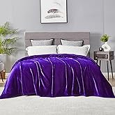 DREAMNINE Extra Large Fleece Blanket, Soft Comfy Fluffy Bed Blankets Queen Size 90" x 90",Luxury Decorative Fuzzy Blanket for Bedroom,Big Cozy Shaggy Warm Flannel Blankets for Winter Autumn Pet,Purple