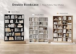 FACBOTALL Bookshelf and Bookcase, 6-Tier Double
