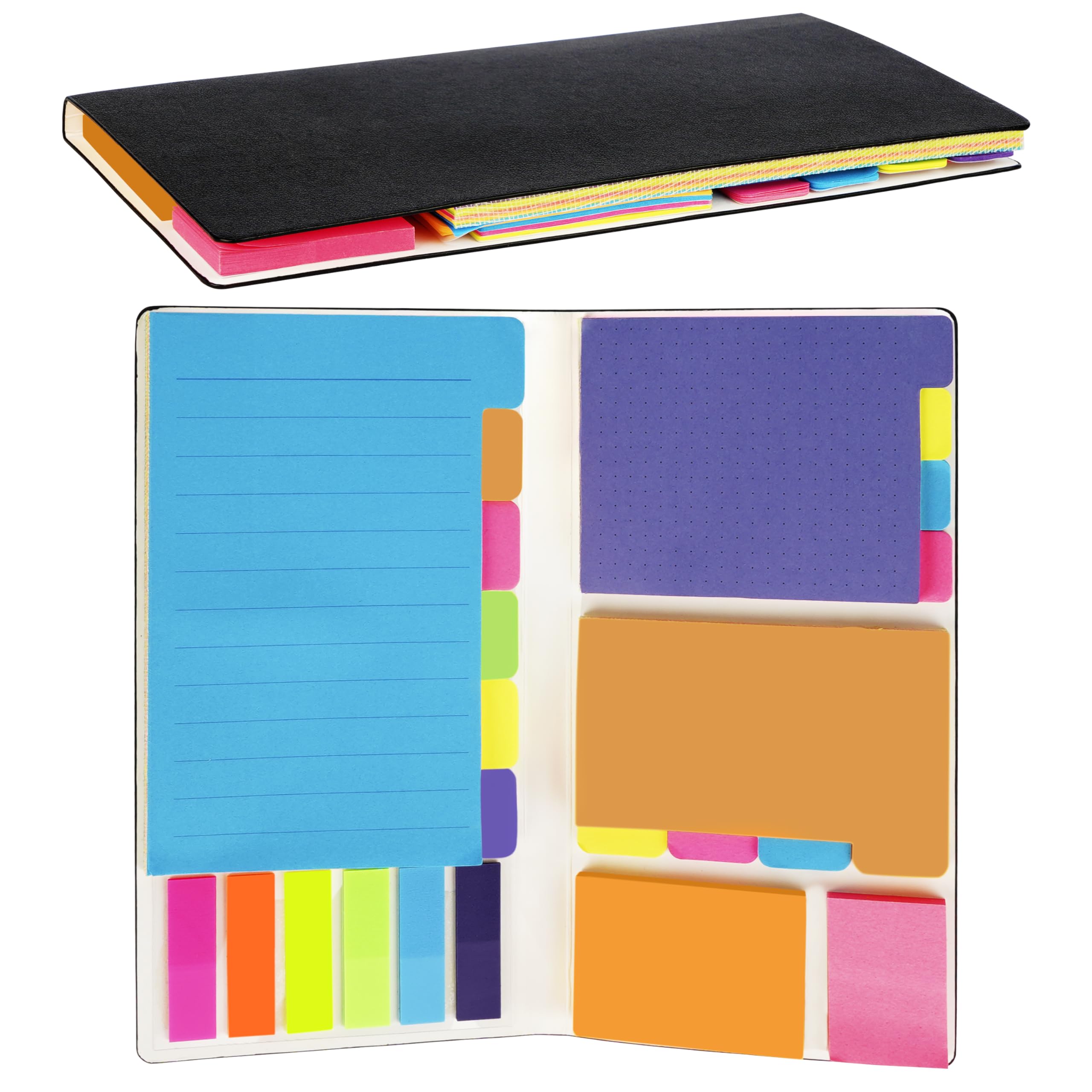 Belle Vous Recycled Lined Paper Writing Notebook/Journal with Sticky Notes - 10 x 20.5cm/3.94 x 8.07 Inches - 60 Pages/Sheets - Premium Notepad with Cork Style Cover for School/Office Notes