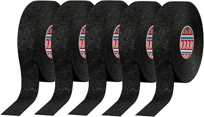 Tesa 51608 Wiring Loom Cloth Tape 15m x 19mm Black 5 Pack Isoband