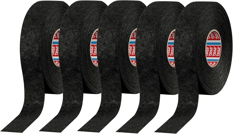 Tesa 51608 Wiring Loom Cloth Tape 15m x 19mm Black 5 Pack Isoband
