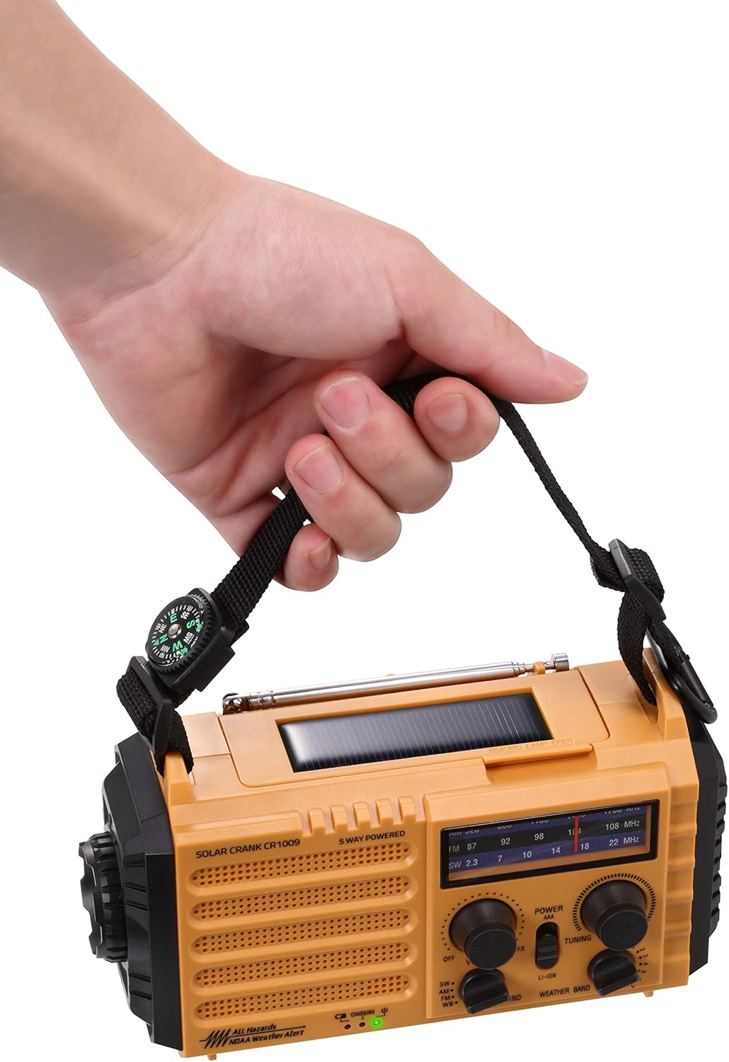 NOAA Weather Radio,Emergency Portable Weather Alert Radio,AM/FM/Shortwave Weather Radio NOAA Alert,Solar/Hand Crank/Rechargeable Battery/AC Plug Powered,USB Phone Charger,LED Flashlight/Reading Lamp: Electronics