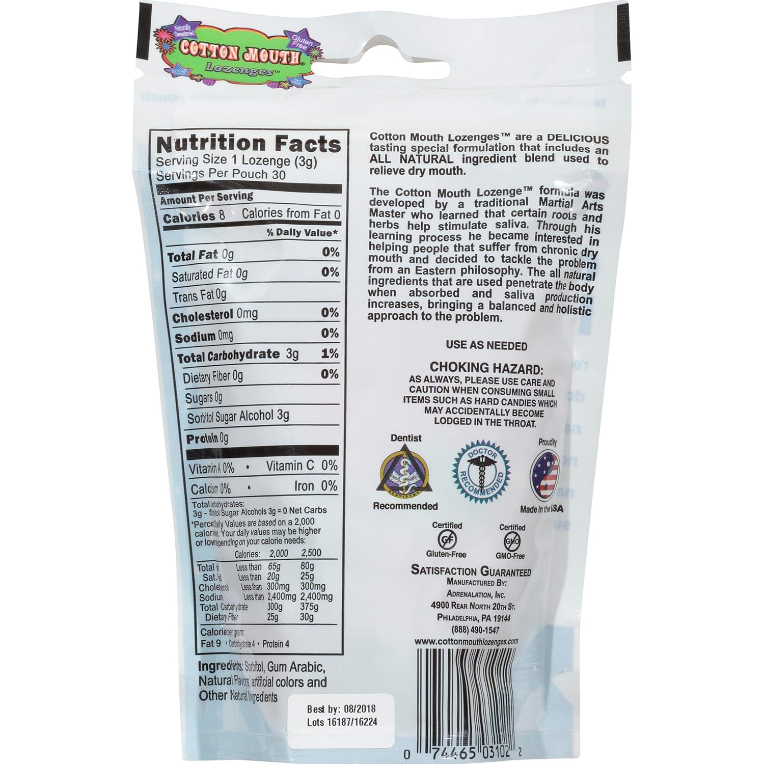 Cotton Mouth Dry Mouth Lozenges Fruit Mix Bag: Beauty