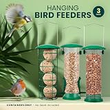 Green Haven 3-Pack Metal Bird Feeders Tube Dense Mesh Coarse Mesh view 2