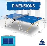 SereneLife Foldable Table Tennis Table Blue 2-Piece Net Clipper Post view 2