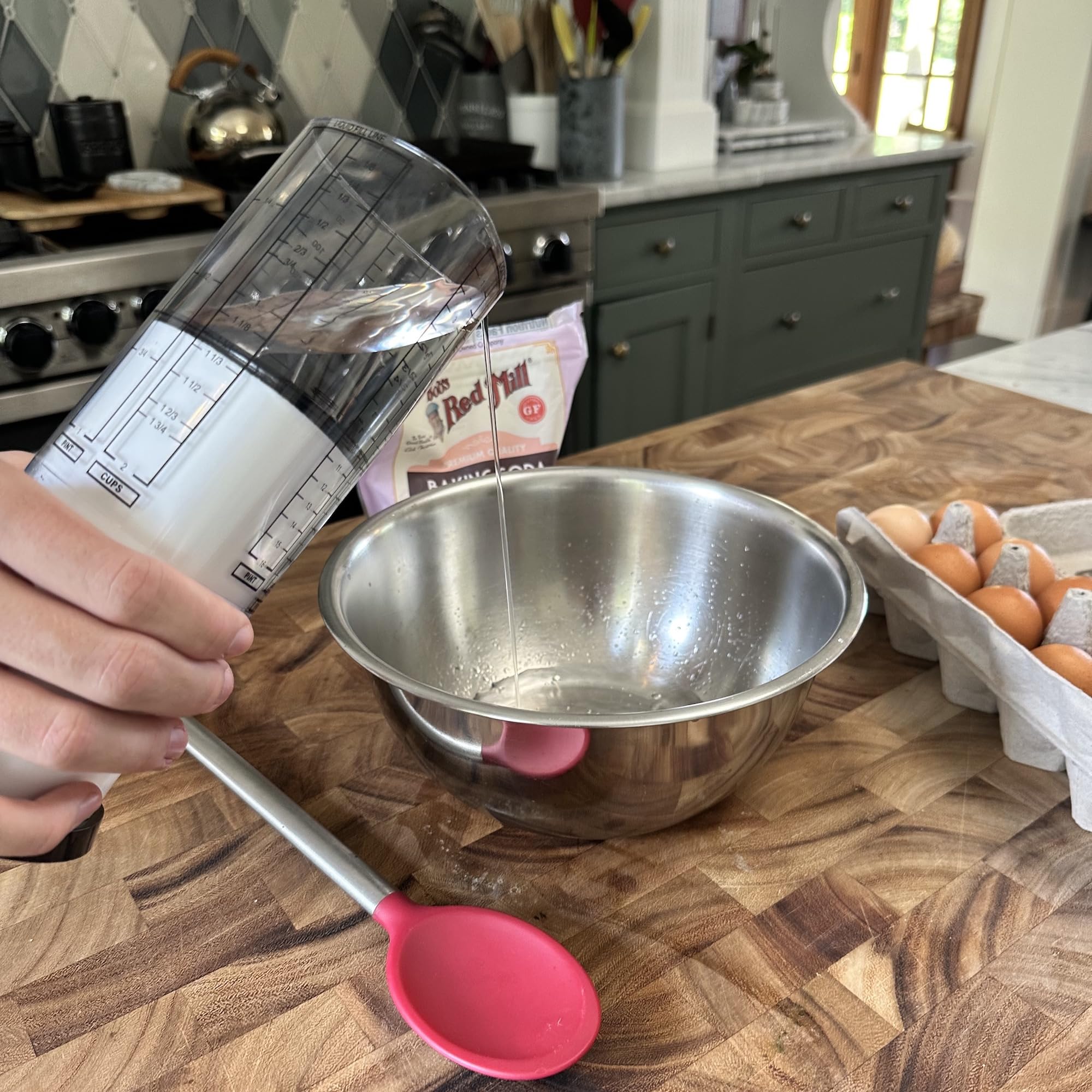 KitchenArt 2 Cup Tri Adjust A-Cup, Easy Pour Measuring Cup, 3.25x3.25x6