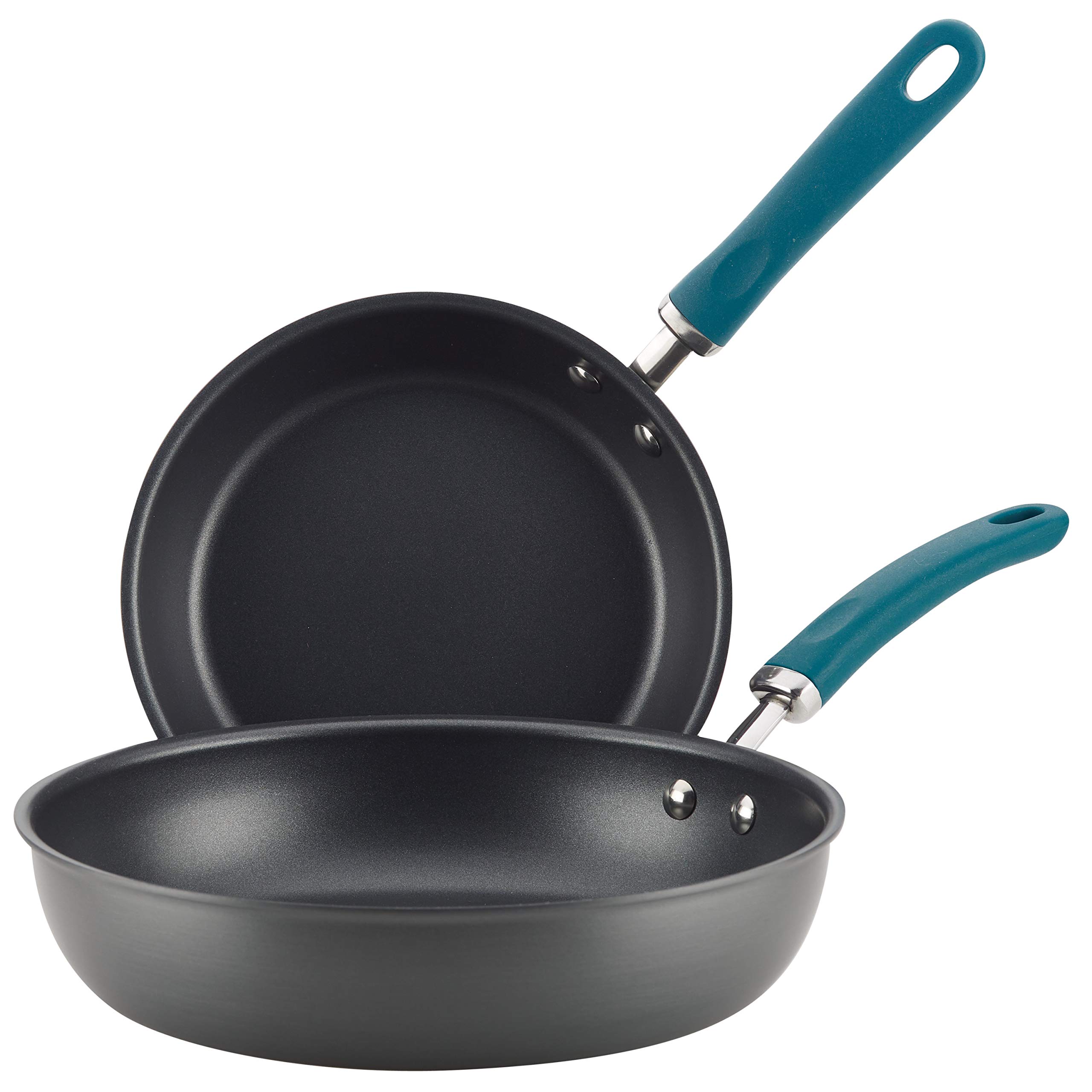 Rachael Ray Create Delicious Deep Hard Anodized Nonstick Frying Pan Set / Fry Pan Set / Hard Anodized Skillet Set - 9.5 Inch and 11.75 Inch, Gray Image