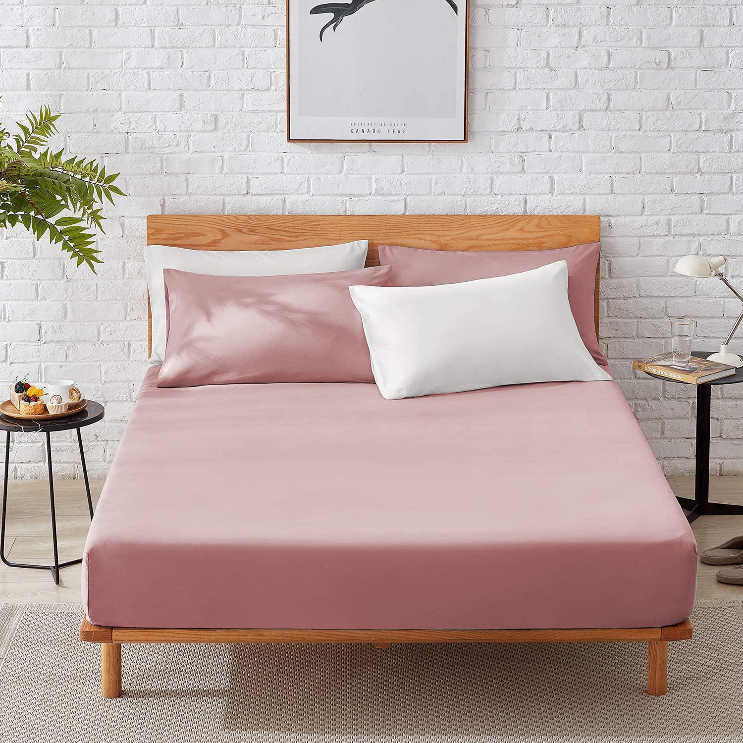 SeventhStitch The Art of Fine Living Fitted Sheets 100% Egyptian Cotton 200 Thread Count 40CM/16/'' Mattress Topper Bedsheet Single Double King SuperKing Size (Pink, Super King), FTD-124