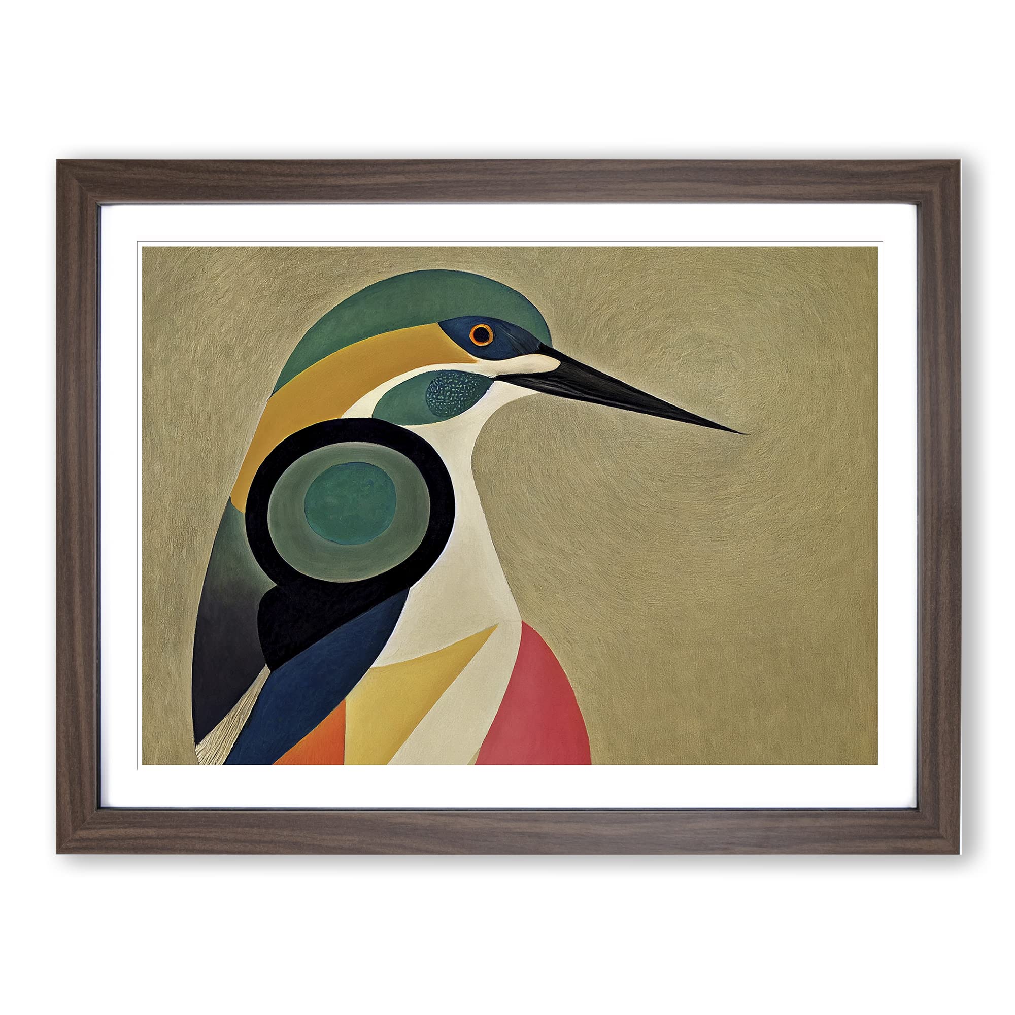 Abstract Kingfisher Bird Framed Print | A4 Walnut Framed Wall Art | Ready to Hang | Abstract Fantasy Picture | Living Room Bedroom Lounge Office