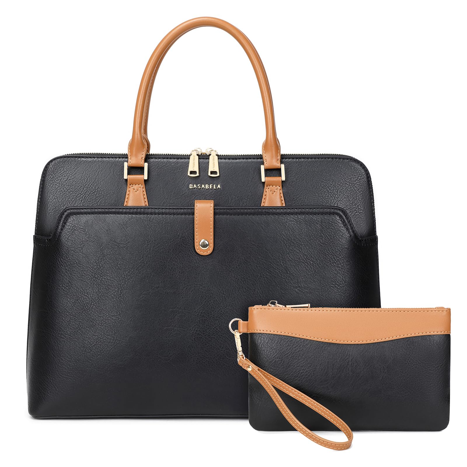 Handmade Vegan Leather Briefcase Bags,15.6 inch Large Laptop Purse Bags for Women Men Work, Top Hand