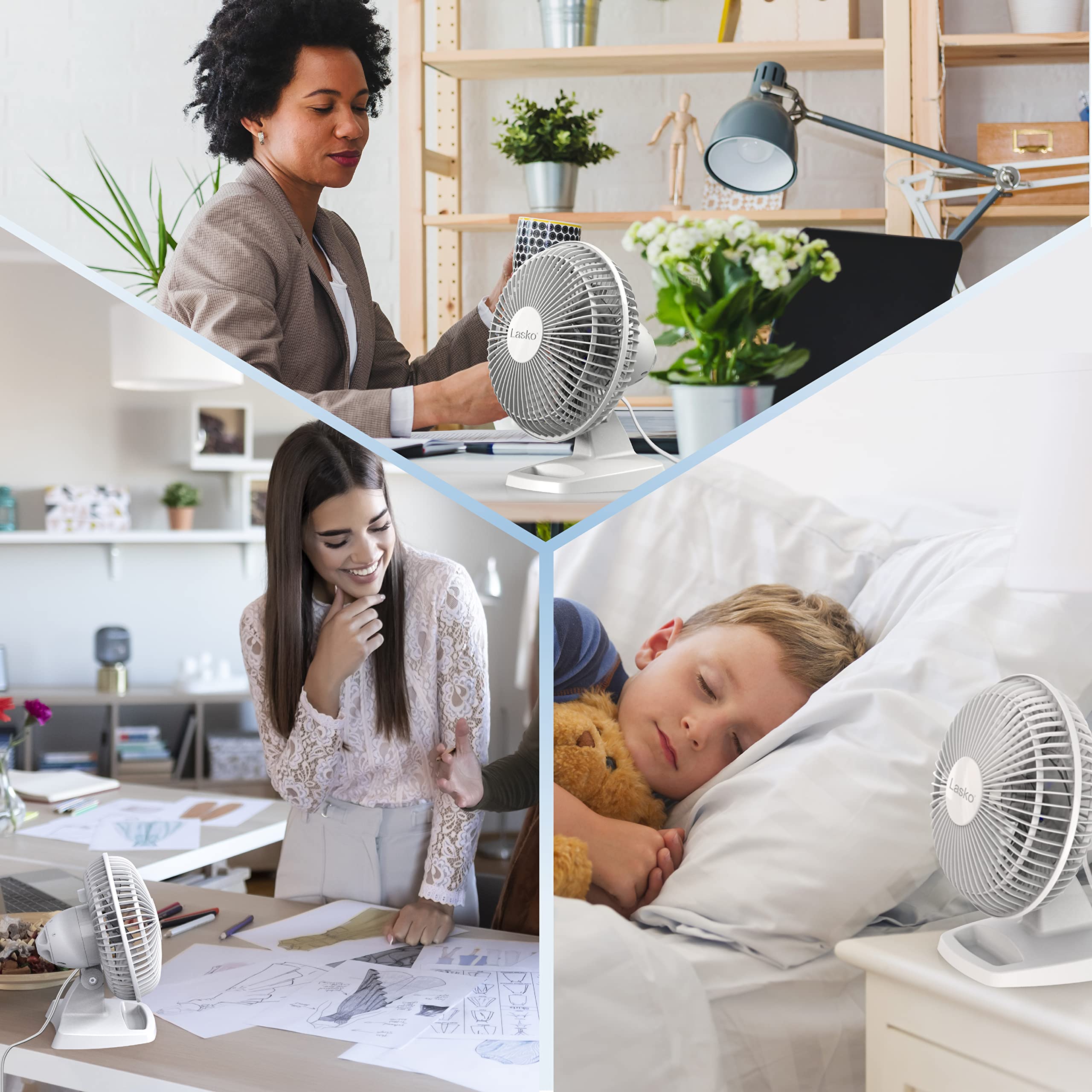 Lasko Personal Table Fan with Storage Tray, 2 Quiet Speeds, Tilt-Back Fan Head for Home Office, Bedroom, 6