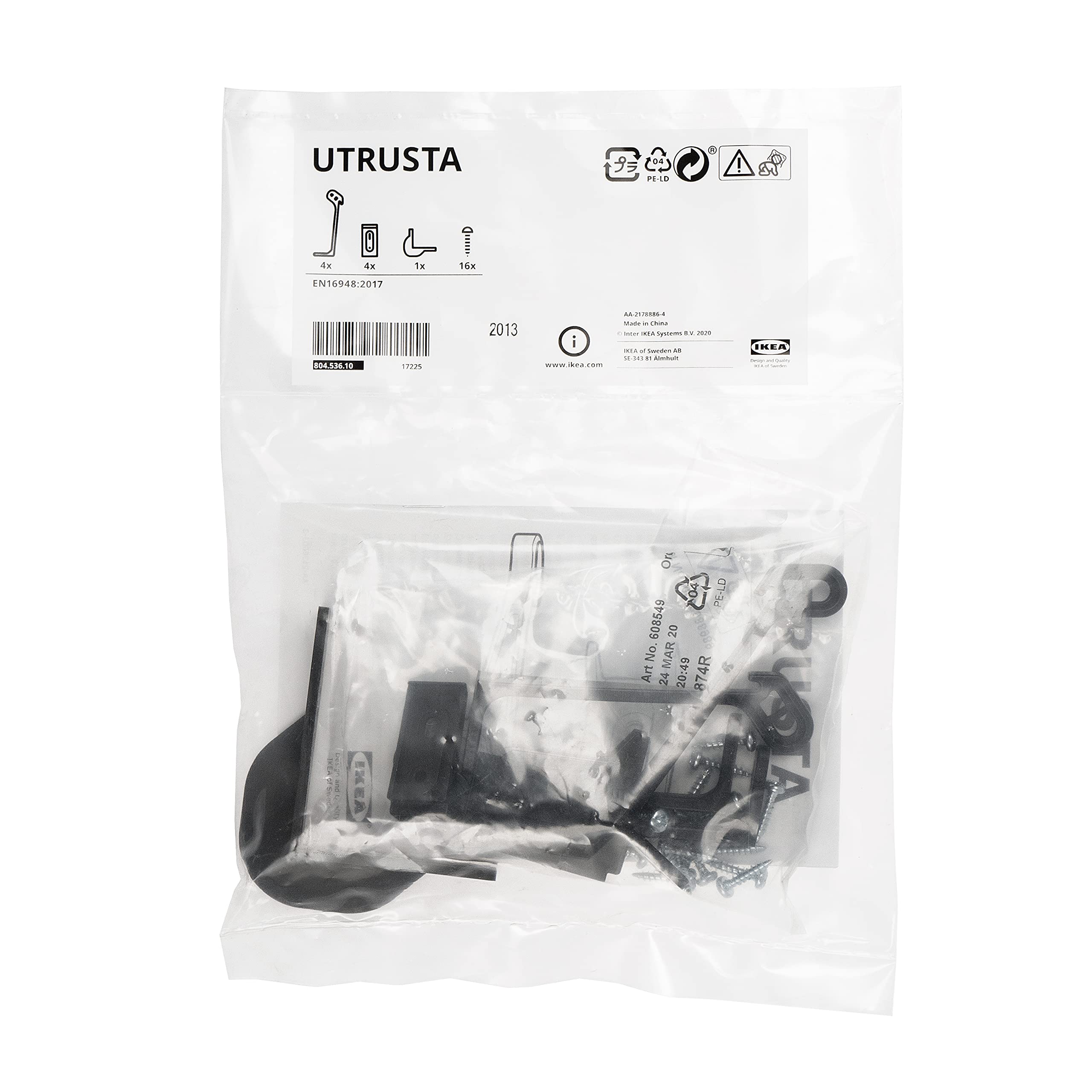 Ikea UTRUSTA Safety Locks For METOD Kitchen Drawers/Cabinets, Black, 804.536.10 - Pack of 4