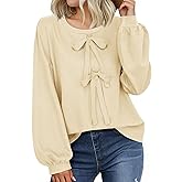 Vivilli Womens Long Sleeve Sweaters Sweatshirt Crewneck Long Sleeve Shirts Bow Tie Front Splicing Tunic Tops