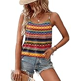 WIHOLL Womens Tank Tops Beaded Spaghetti Strap Cami Flowy Scoop Neck Sleeveless Summer Beach Vacation Spring Clothes