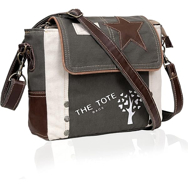 Amazon.com: Vintage Canvas Leather Messenger Bag for Men & Women