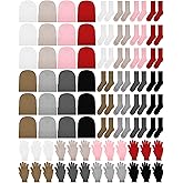 Skicuff 72 Pcs Winter Beanies Hat Gloves Set with Socks Bulk Unisex Knit Cap Gloves Socks Pack for Homeless Men Women Gift
