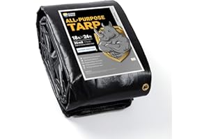 GUARD SHIELD 20 Mil Extra Thick Heavy Duty Poly Tarp, 18x24 Feet Black Waterproof Tarps Cover with Grommets & Reinforced Edge
