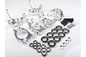 GTBracing CNC Aluminum Front Spindle Knuckle + Rear Wheel Hub Carrier + C Hub Set for LOSI DBXL, DBXL-E/2.0,MTXL RC Car 1/5 Upgrade Parts (Silver)