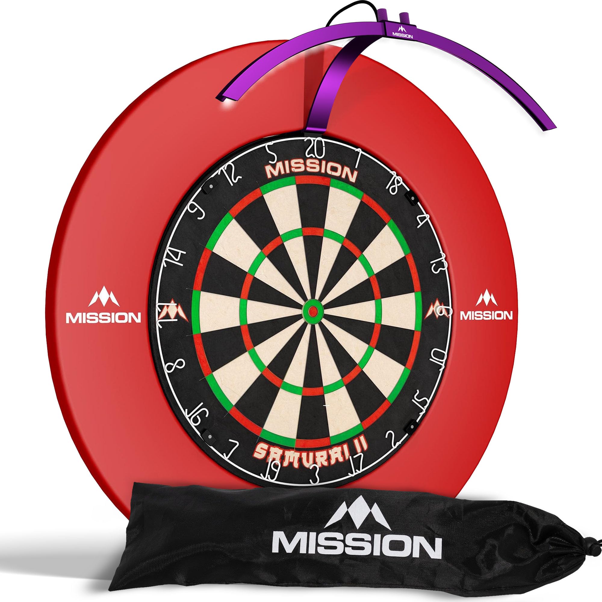 Mission Darts TOR100 Torus 100 | Dart Board LED Folding Portable Dartboard Travel Lighting System (Metallic Purple)
