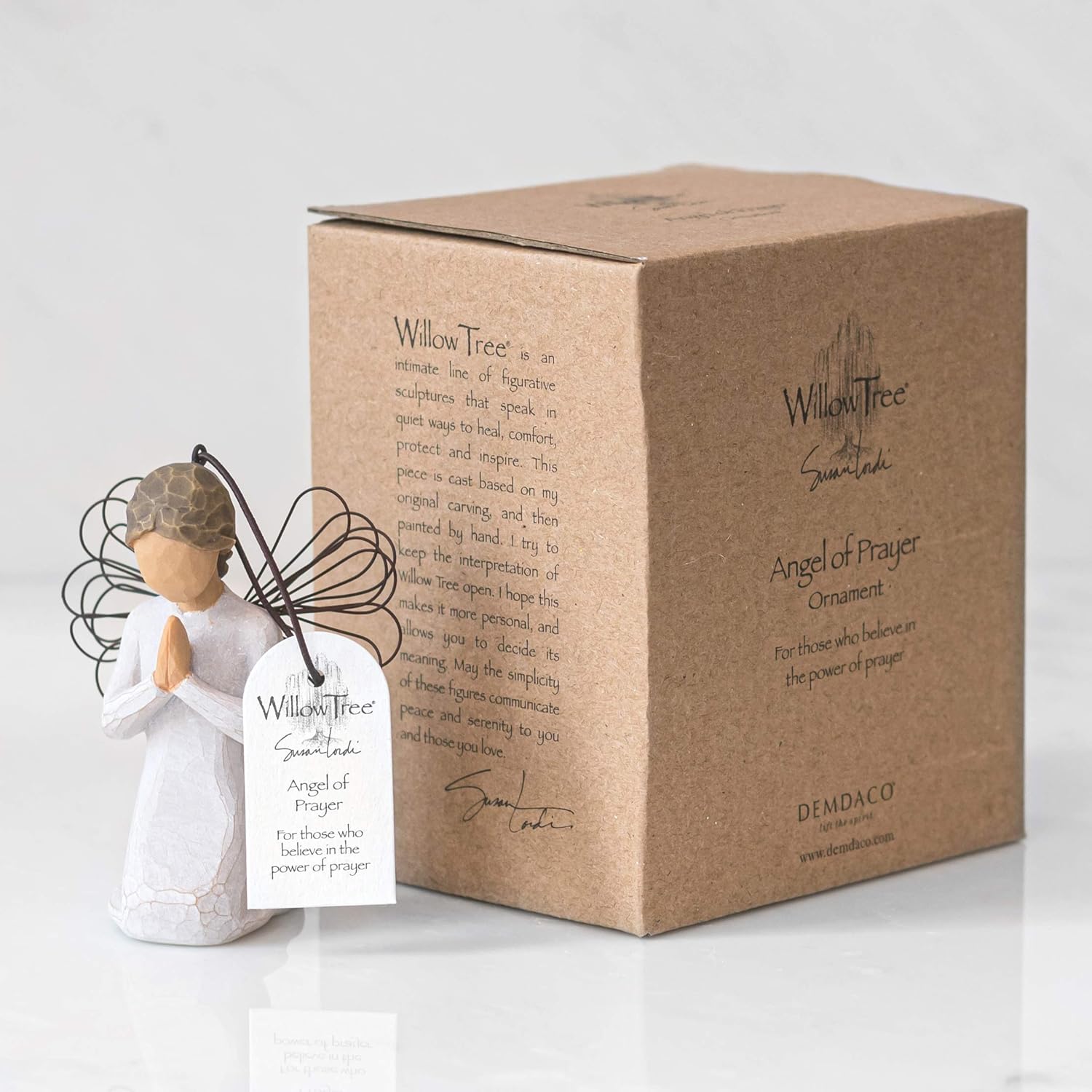 Willow Tree Angel of Prayer Ornament, Natural, 3 inch - Image 4