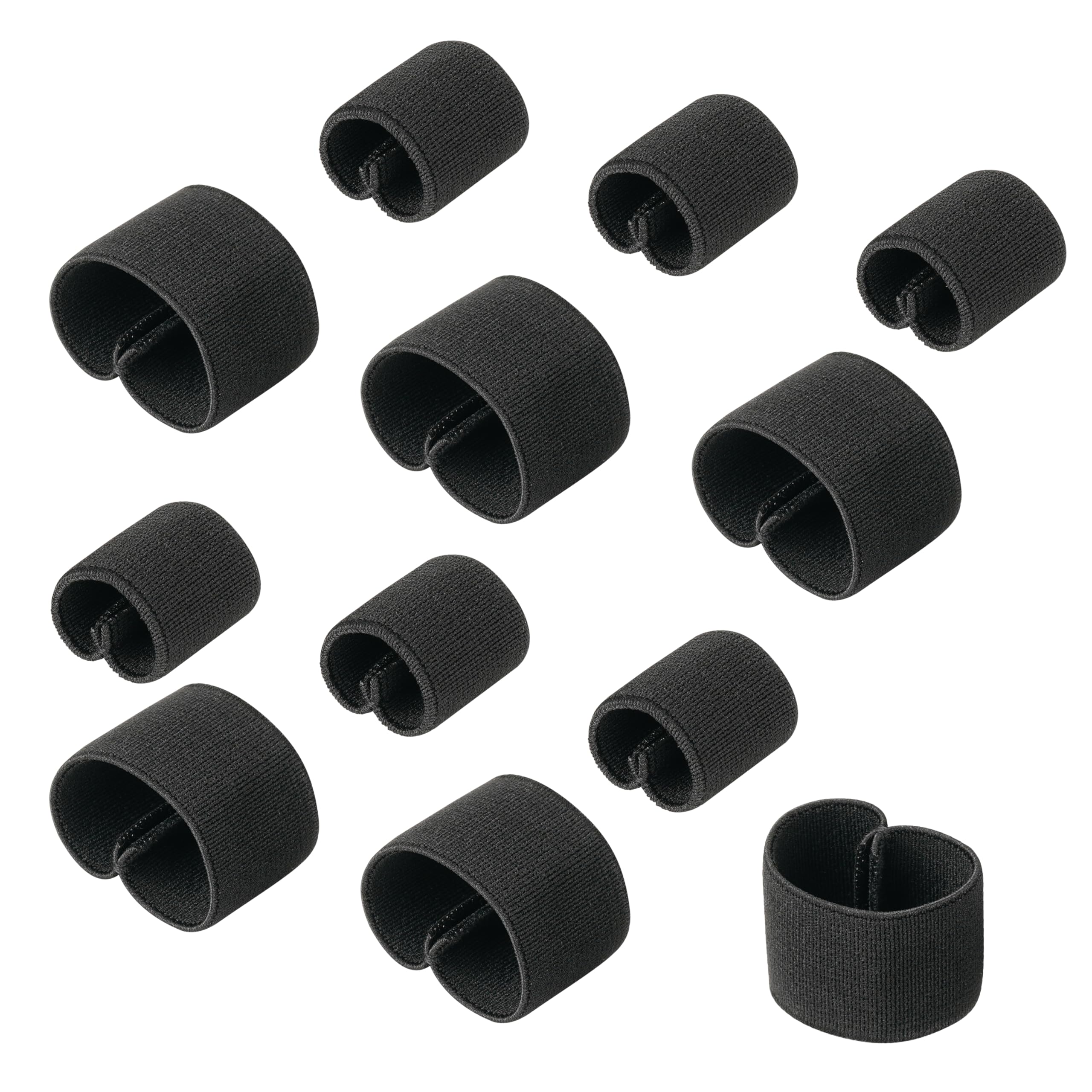 wisdompro Elastic Belt Loop Keeper, 12 Pcs Elastic Duty Belt Tail Keeper for 1" Backpack Straps or 1.5" Wide Organizers - 2 Sizes, Black