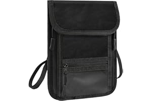 Capolo Travel Neck Wallet with RFID Blocking, Passport Holder Neck Pouch for Men and Women - Hidden Security Passport Wallet for Cash and Documents, black