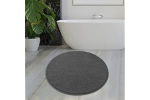MAYSHINE Round Bathroom Rugs | Bath Mats for Bathroom, Extra Large Soft Chenille Runner Rug | Water Absorbent Microfiber Mat, Non-Slip Grip, Carpet for Shower and Bedroom | Charcoal Gray, 36"x36" inch