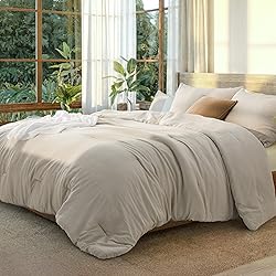 Bedsure King Size Comforter Set, Beige Soft