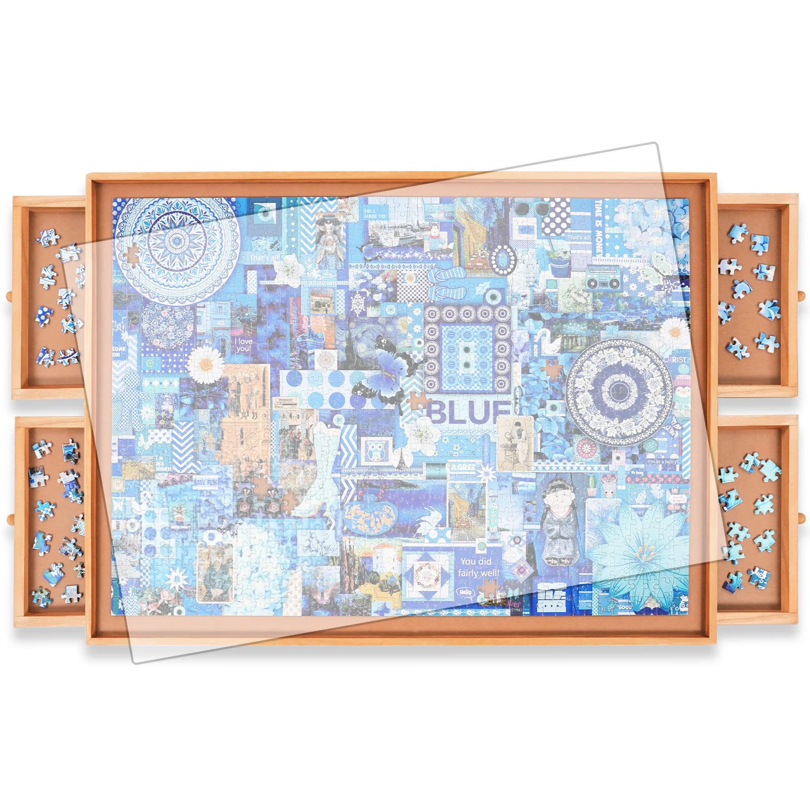 Rekcopu 1000 Pcs Puzzle Board,Jigsaw Puzzle Table with Drawers for Puzzle Storage,Portable Puzzle Table for Adults Teens