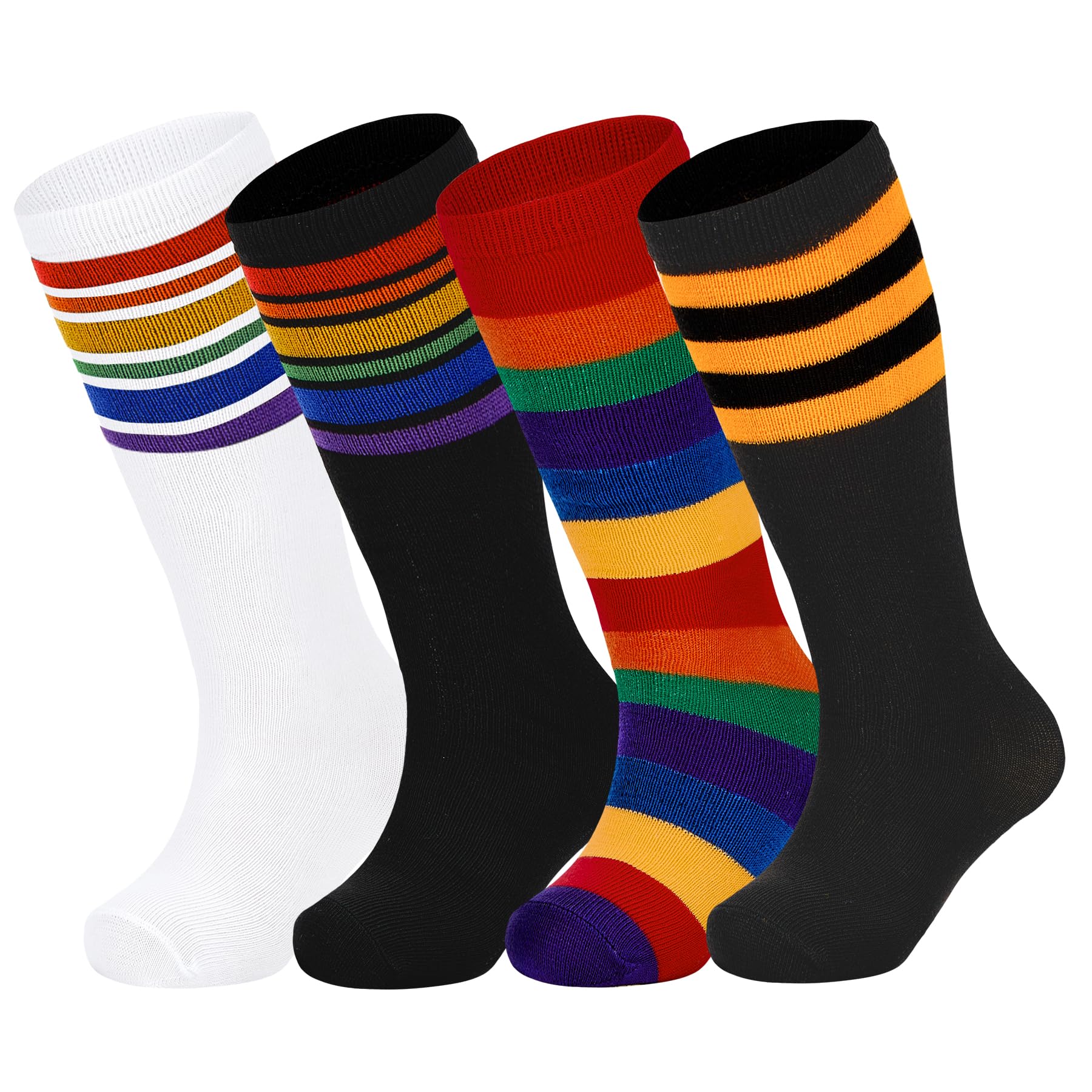 Zando Rainbow Socks: Kids' Crazy Stripes for Soccer