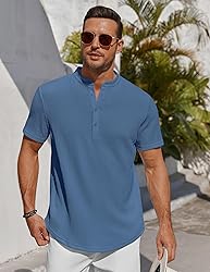 COOFANDY Men's Henley Shirt Short Sleeve Band