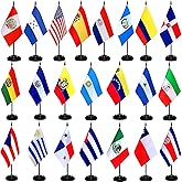 CUUSNNY 22 Spanish Speaking Countries Mini Desk Flags Set,Latin American Flags for Office Classroom Hispanic Heritage Month Decorations(5.6x7.8 Inch)