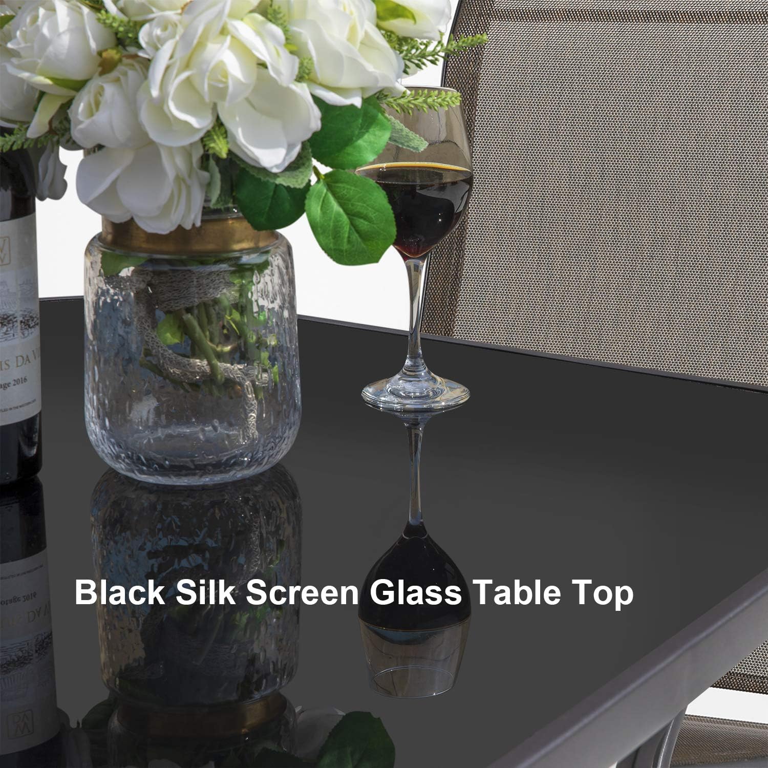 Nuu Garden Outdoor Bar Height Patio Tables, 32 Inch Square Steel Frame High Top Bar Table, Tempered Glass Table Top, Black: Garden & Outdoor