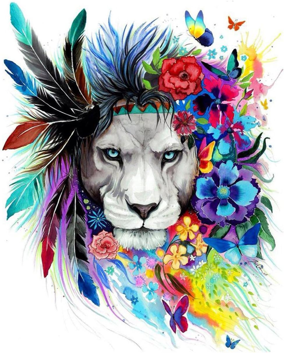 DIY Painting by Number Kits, Komking Paint by Numbers for Adults Beginner, Lion Leader Painting Kit for Home Decor Frameless 16x20inch