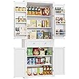 VASAGLE Pantry Cabinet, 15.7 x 30 x 71.7 Inches, Freestanding Tall Cupboard Storage Cabinet with a Drawer, 2 Cabinets, 4 Adjustable Shelves, 6 Door Shelves, Living Room, Kitchen, White UBBC561P31V2