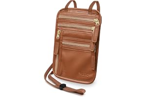 HERO TRAVEL SUPPLY HERO Neck Wallet, RFID Blocking Vegan Leather Passport Holder & Pouch (Tan)