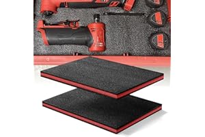 HOOTOWN 2 Pcs Polyurethane Foam Sheet 1 Inch Thick X 12 Inch Wide X 16 Inch Long Black, Foam Inserts Cuttable for Tool Box Protecting Cabinet, Garage, Cart(Black+Red, 12x16x1)