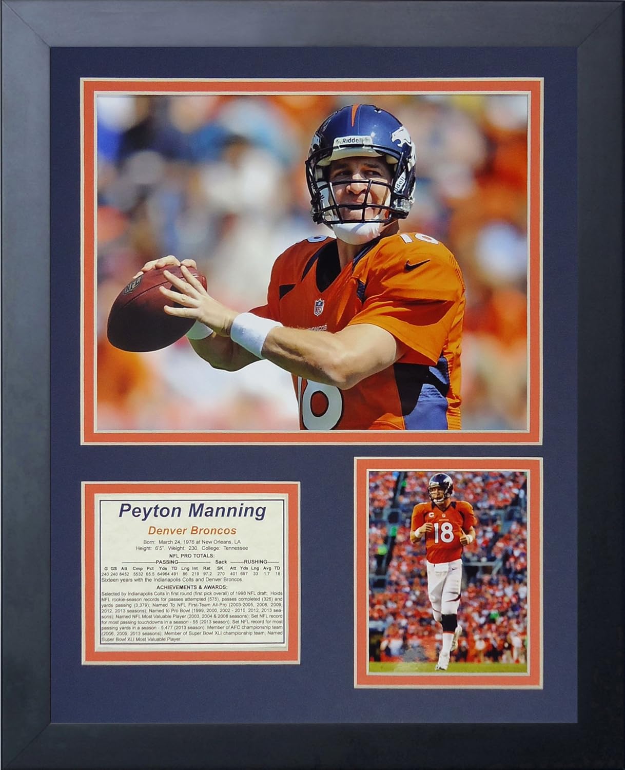 Photographs - Legends Never Die Peyton Manning Framed Photo Collage, Orange, 11x14-Inch