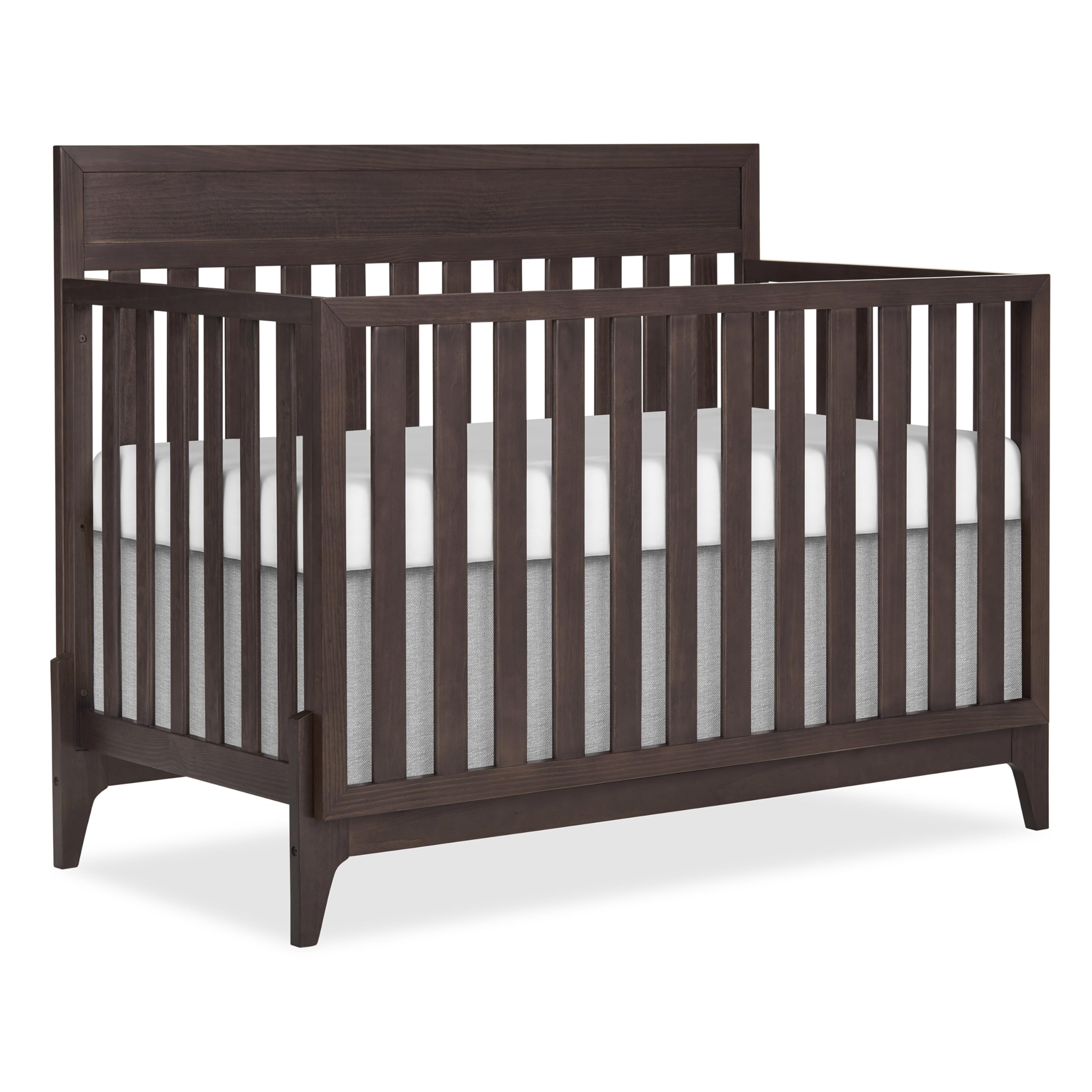 Photo 1 of évolur Atlas 5-in-1 Convertible Full-Size Baby Crib in Chestnut, GreenGuard Gold & JPMA, Timeless Modern Minimalist, 3 Mattress Heights, Converts to Toddler, Day & Full-Size Bed