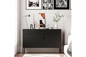 Washsemba 2 Door Metal Accent Cabinet,Orange Metal Storage Cabinet with Adjustable Shelf,2-Tier Office Cabinet,Multipurpose Metal Locker Storage Cabinet for Office Home (Black), WA-KM03-H-BK