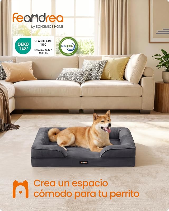Cama para Perro Grande Ortopédica Lavable, 89 x 63 x 16 cm