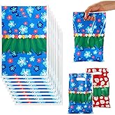 50pcs Cartoon Animation Party Favor Bags, Hawaii Goodie Bags Leaves Flowers Patterns Candy Treat Gift Bag with Handle Party Supplies Decorations for Birthday Shower