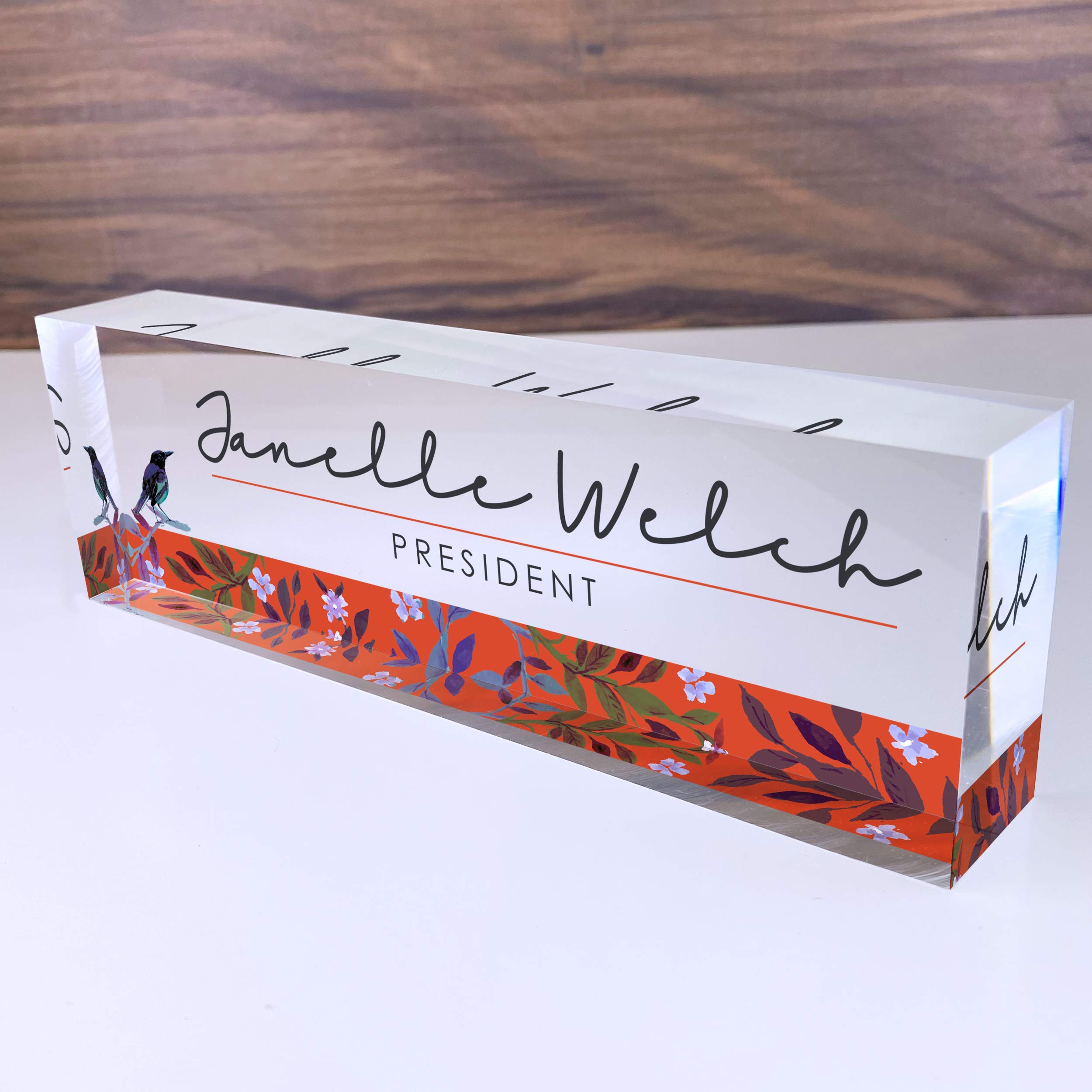 Personalized Office Desk Name Plate Business Card Holder Customized
