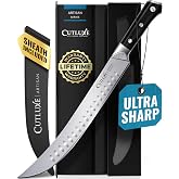Cutluxe BBQ Butcher Knife, 10" Cimeter Breaking Knife for Brisket &amp; Meat | Razor Sharp Forged German Steel, Full Tang Pakkawood Handle &ndash; Meat Carving, Grilling Gift for Men